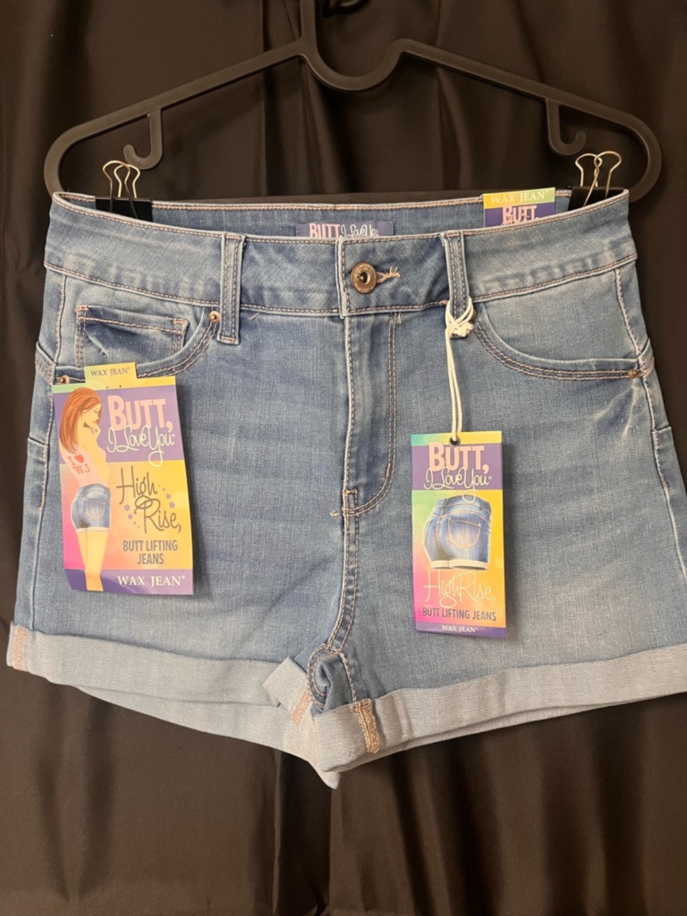 High-Rise Denim Shorts - Light Blue